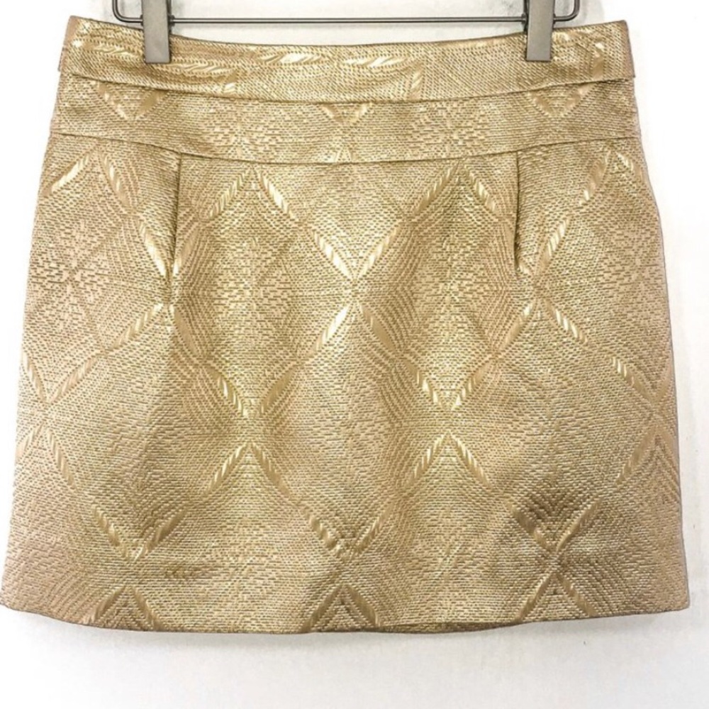 J.CREW Collection Gold Jacquard Skirt Marigold Mini Pleated Holiday Party